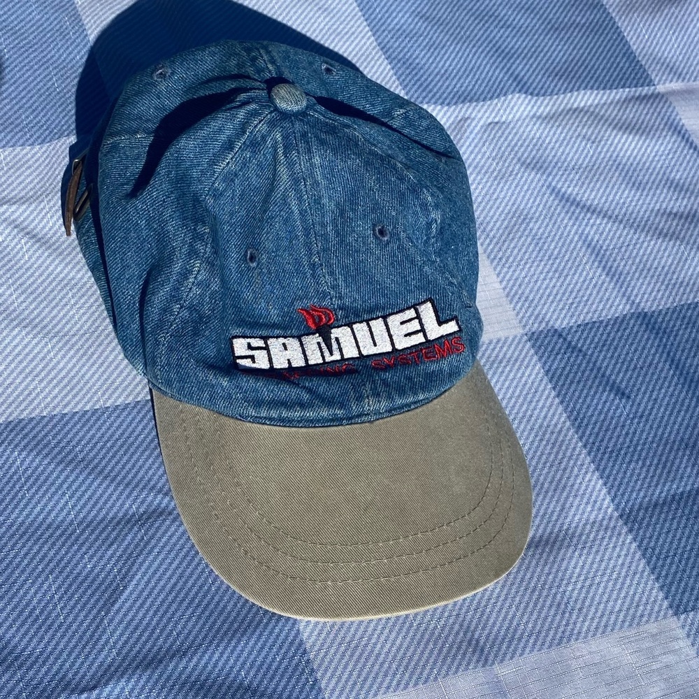 90s denim hat with leather backstrap